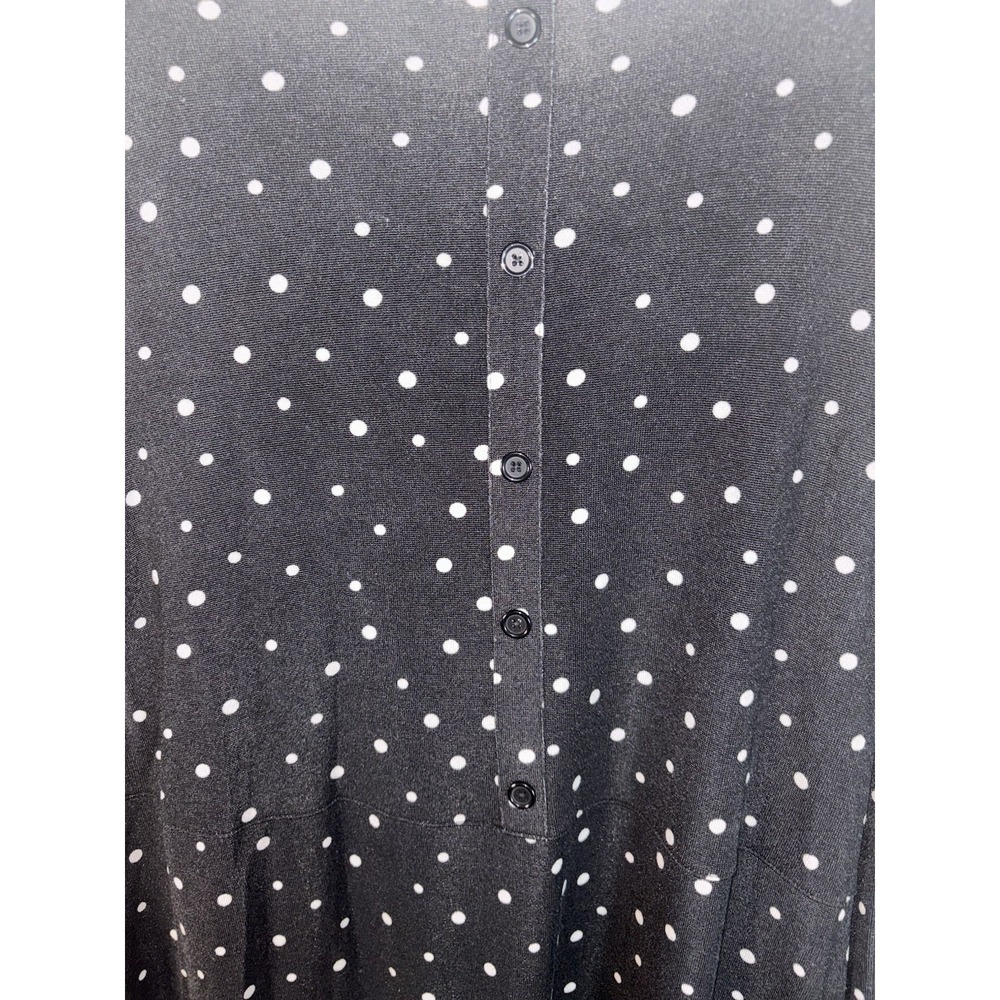 Chicos Size 2 Tunic Tops Large Black White Polka Dot 3/4 Sleeve Blouse Womens - Picture 7 of 8